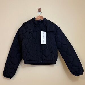 B Coature | NWT Black Quilted Puffer Hooded Snap Zip Jacket Small